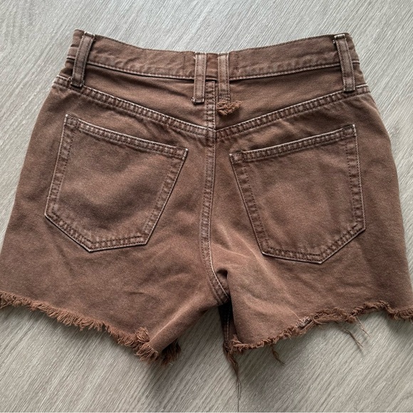 Free People Makai Ripped Jean Shorts in Washed Chocolate- 25 - Picture 5 of 8
